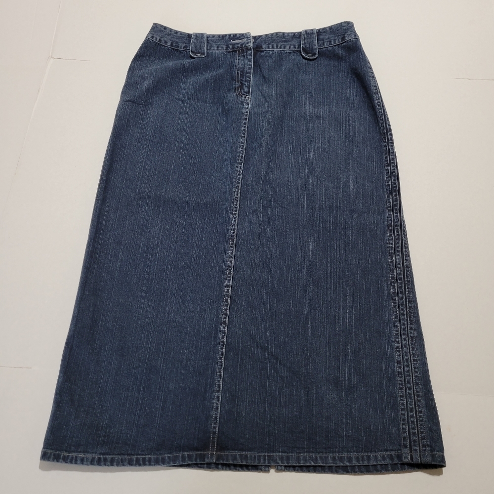 Kate Hill midi denim skirt with back slit